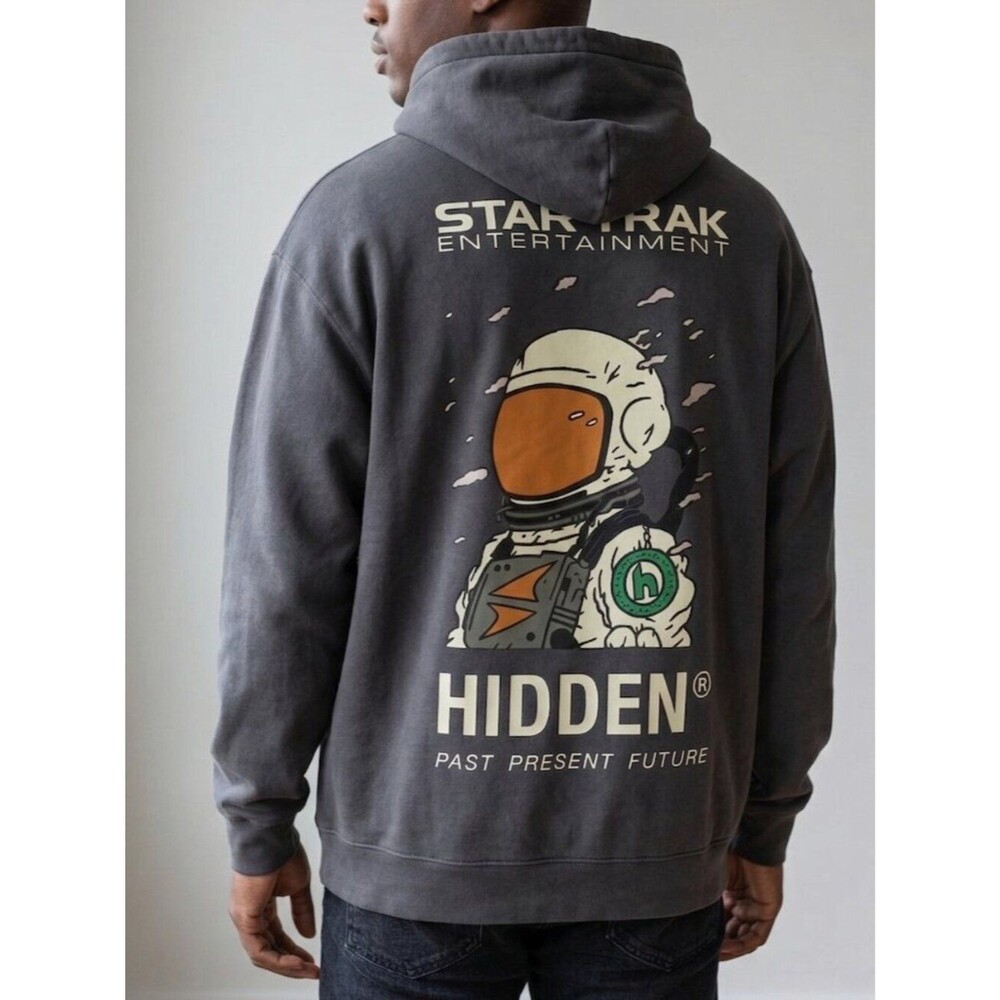 Hidden NY x Star Trak Spaceman Hoodie Charcoal Black Men's Size XL
